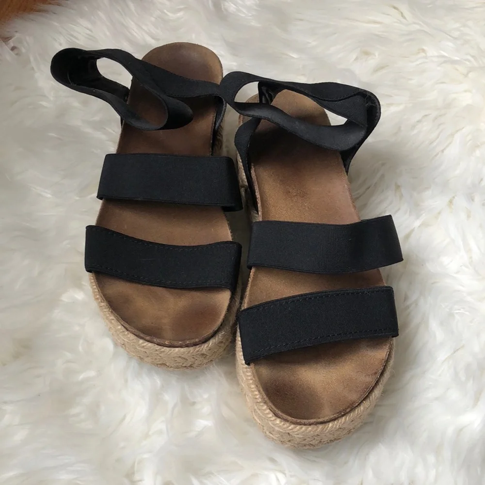 Steve Madden Black Espadrille Platform Sandals